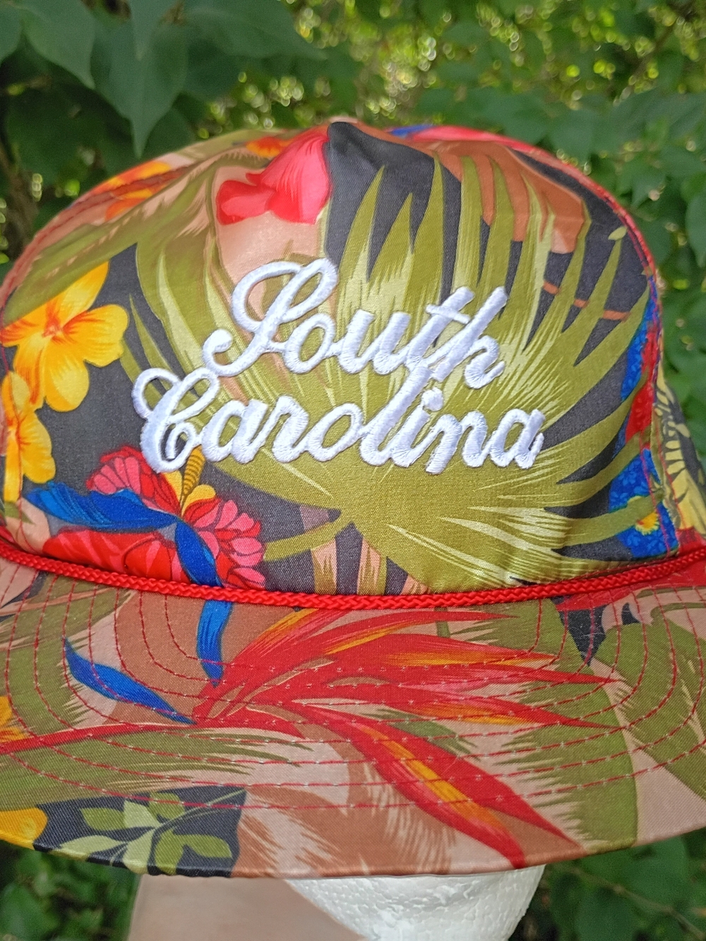 Vtg 1980s South Carolina Floral Tropical Trucker Snapback Hat